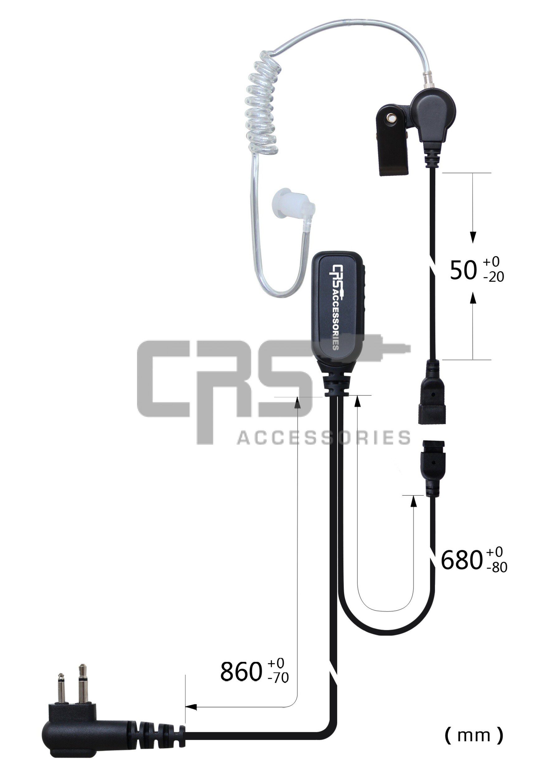 CRS Two Wire Long Acoustic Tube/Inline PTT Kenwood 2 pin CRS Two Wire Long Acoustic Tube/Inline PTT Kenwood 2 pin